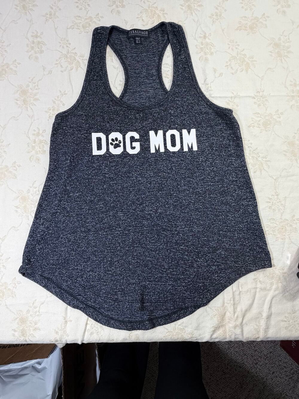 PJ Salvage Dog Mom Tank Top Women's Small Gray Racerback Sleeveless Graphic